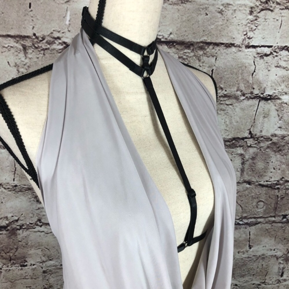 SEXY NEW Lt Gray/Silver Draped Neck Halter Top - Picture 4 of 7